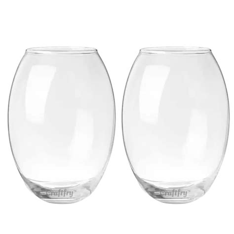 Buy Craftfry Oval Shaped Decorative Glass Vase for Home Decor Center ...