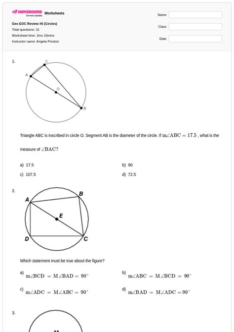50+ Circles worksheets for Class 9 on Wayground | Free & Printable