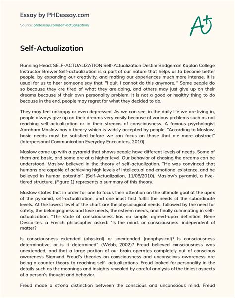 Self-Actualization Definition Essay Example - PHDessay.com