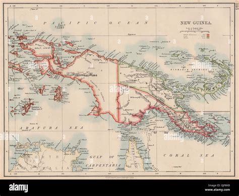 COLONIAL NEW GUINEA. Kaiser Wilhelm Land. British & Dutch New Guinea, 1906 map Stock Photo - Alamy