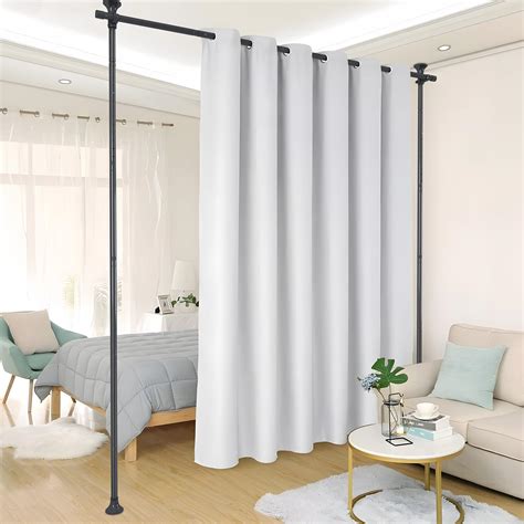 Amazon.com: Room Divider- Adjustable 10FT No Drilling Curtain Rods Wall ...