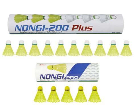 Nongi Pro Combo Pack of 15 Shuttlecocks (5 Yellow Plastic), 200 Plus ...