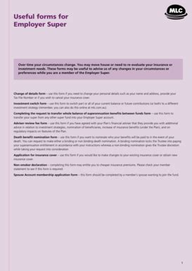 Fillable Online Useful forms for Employer Super - MLC Fax Email Print ...