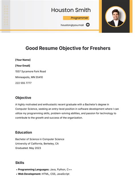 Fresher Resume Objective
