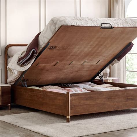 Buy Nuqta Noor Acacia Wood King Bed with Hydraulic Storage - Brown from ...