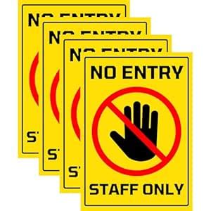 No Entry Staff Only Signage Self-Adhesive Signage Sticker | Perfect for ...