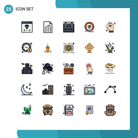 25 Universal Filled line Flat Color Signs Symbols of speed dashboard report gauge sign Editable ...