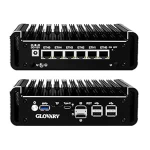 Glovary Firewall Mini PC Quad Core N100, DDR5 8GB RAM 128GB NVMe SSD, 6 ...