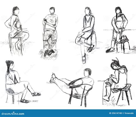 Children Drawing - Sketches of People Motion Stock Illustration ...
