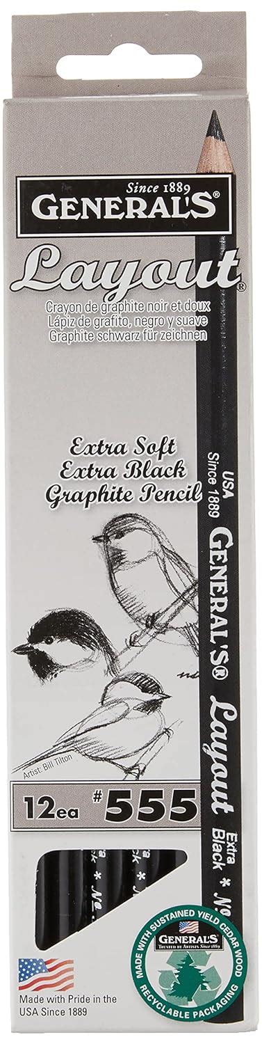General's Layout Pencil, Extra Black Graphite, Box of 1 Dozen (555 ...