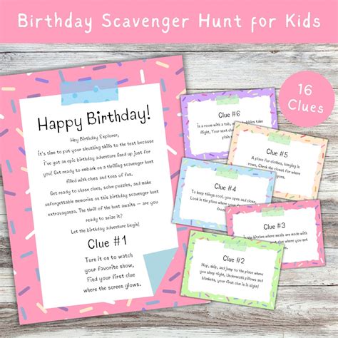 Toddler Birthday Scavenger Hunt, Indoor Treasure Hunt Clues for Kids ...