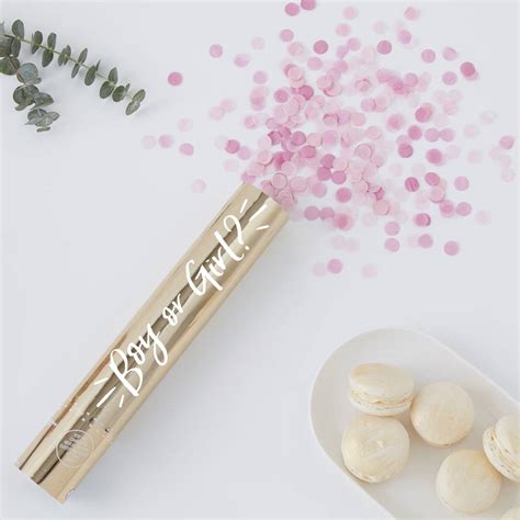 Gold Foiled Pink Confetti Gender Reveal Cannon By Ginger Ray