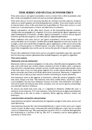 Spatial Economatrics - SPATIAL ECONOMATRICS Spatial dependence and ...