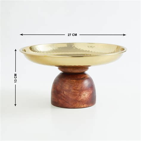 Buy Gold Rush Metal Hammered Decorative Platter with Wooden Base from ...