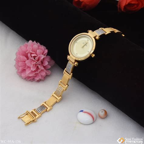 1 Gram Gold Plated with Diamond Stunning Design Watch for Ladies - Sty ...