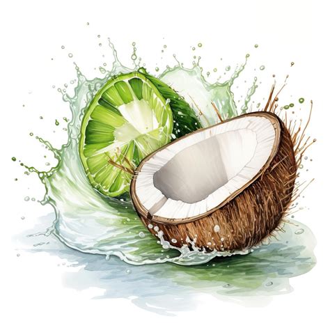 Best 45+ Free Coconut Watercolor Drawn Vector