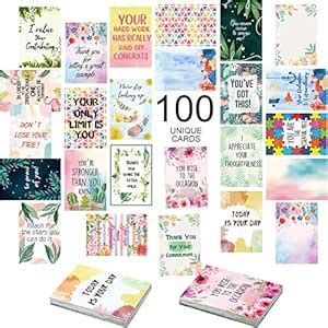 Zonon 100 Motivational Quote Cards for Employees OT Month Mini Assorted ...