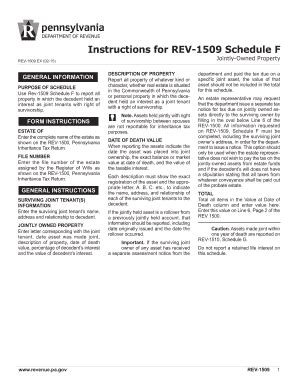 Fillable Online Instructions for REV-1509 Schedule F Fax Email Print ...