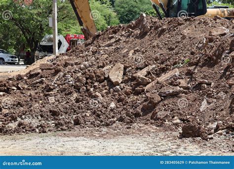 Excavation of Large Piles of Soil in the Outdoor Industrial ...