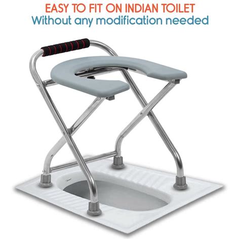 KosmoCare Stainless Steel Folding Commode Stool - Kosmochem