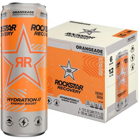 Rockstar Recovery Energy Drink Orangeade 12 fl oz, 6 Count Cans ...