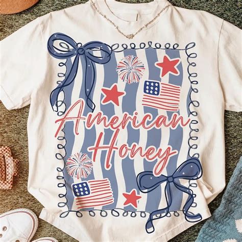 American Honey Coquette Shirt, Preppy 4th of July Shirt, Girly Memorial ...