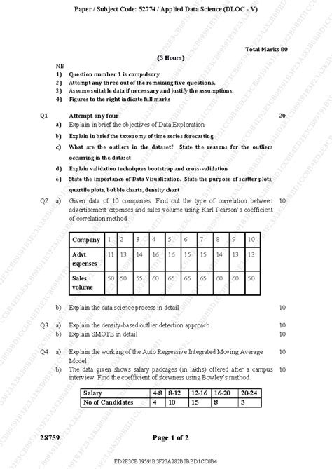 ADS MU - Applied Data Science Paper 52774 Exam Guide - Studocu