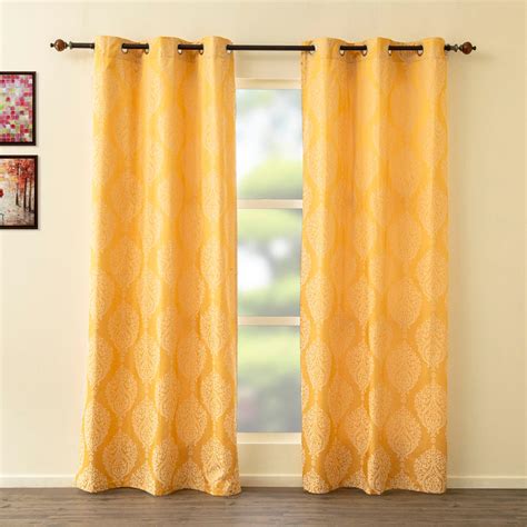 Buy Griffin Nomad Yellow Textured Blackout Door Curtain - 120x270cm ...