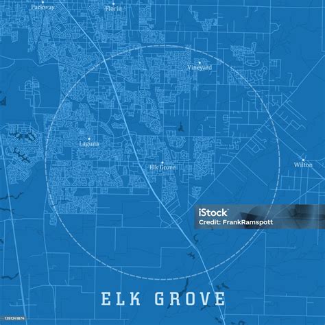 Elk Grove Ca City Vector Road Map Blue Text Stock Illustration ...