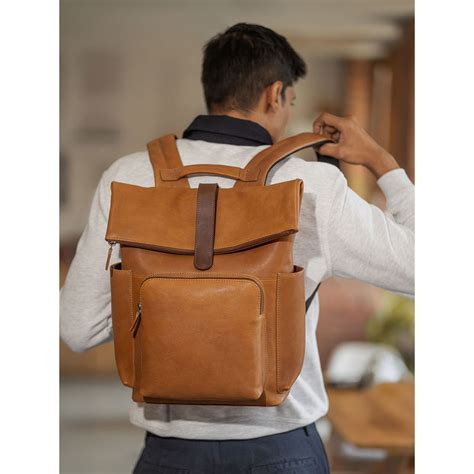 Buy Mai Soli Men Vintage Caramel Genuine Leather Stockholm Backpack Online