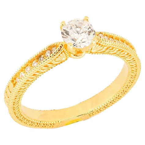 Gorgeous 14K Yellow Gold Pave Ring with 0.53ct Natural Diamonds For ...