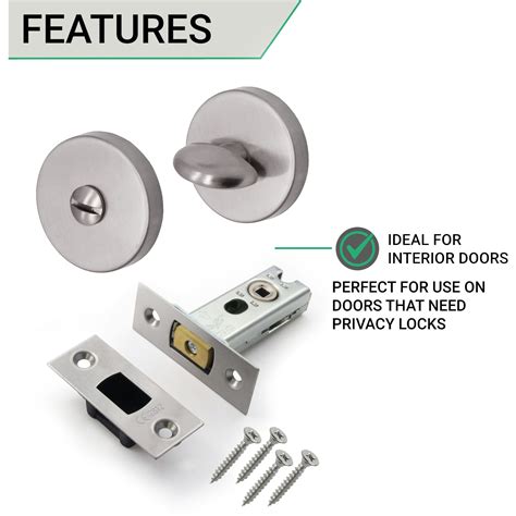 Tubular Bathroom Deadbolt Kit - 76mm Case - 57mm Backset - Satin ...