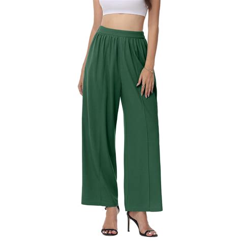 ABATAB Women Summer Pants Wide Leg High Waisted Solid Loose Fit Slacks ...