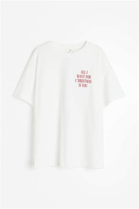 Oversized printed T-shirt - White/Mariah Carey - Ladies | H&M IN