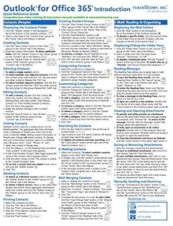 Microsoft Outlook for Office 365 Introduction Quick Reference Training ...