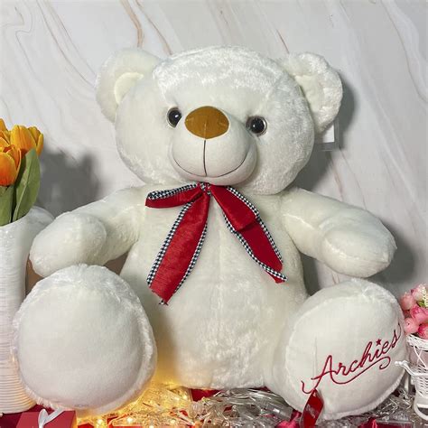 ARCHIES Plush Teddy Bear | RED Satin Bow | Romantic Gifts | Perfect ...