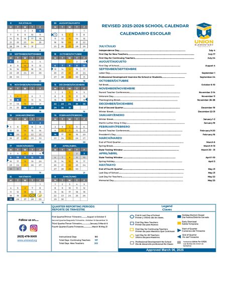 Union Elementary School District Calendar 25-26 Revised [PDF] - EduCounty