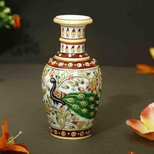 Buy Handicrafts Paradise Stone Peacock Painted Flower Pot (6 Inch ...