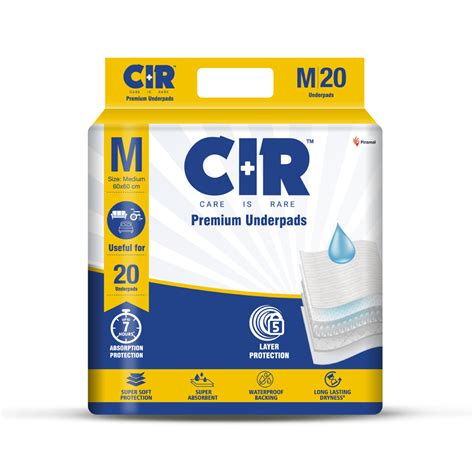 CIR Premium Underpads, Medium (60x60cm) | 7 hrs Absorption Protection ...