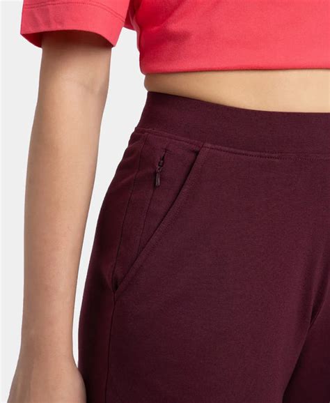 Buy Super Combed Cotton Elastane Stretch Relaxed Fit Culottes - Wine ...