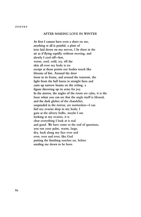 After Making Love in Winter by Sharon Olds | Poetry Magazine