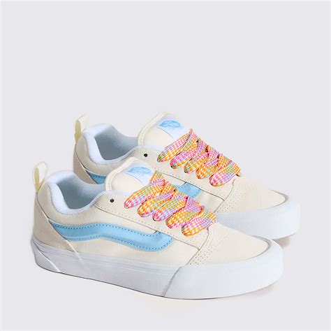 Tênis Vans KNU Skool Fat Lace Oversized White Blue VN000D6ZZ5D - Menina Shoes