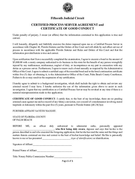 Fillable Online Fifteenth Judicial Circuit CERTIFIED PROCESS SERVER ...