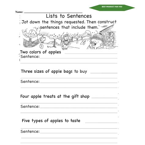 Writing Sentences Worksheets For 1st Grade