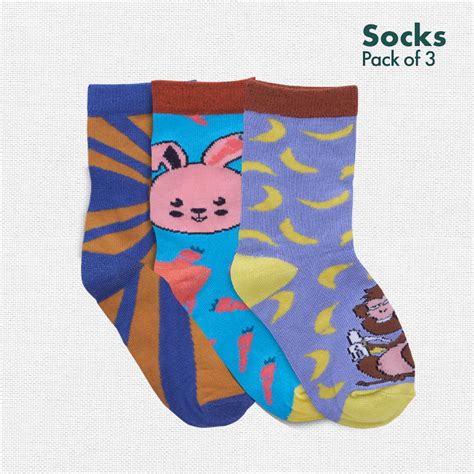 Animal Print Colorful Kids Socks for 3-6 Years Old-Pack of 3 – Hexafun