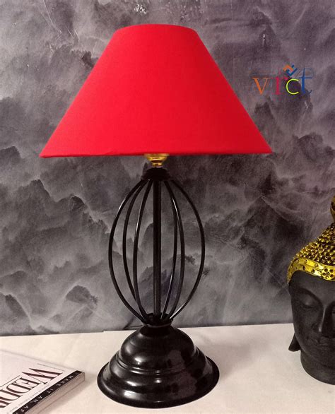 Buy VRCT Red Color Conical Shade and Beautiful Designer Table Lamp for ...