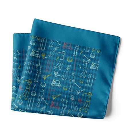 Buy Teal Golf Print Silk Pocket Square - Sporty Silks Range Online in ...