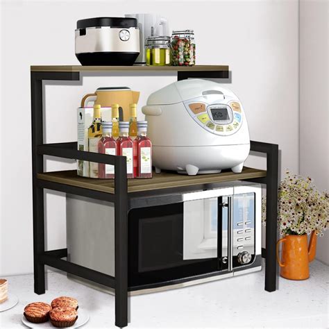 Urban Decor Microwave Oven Stand - 2 Tier Metal Kitchen Organizer Shelf ...