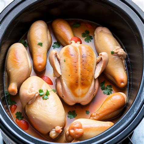 Deliciously Cooked Chicken and Sausages Simmering in a Slow Cooker