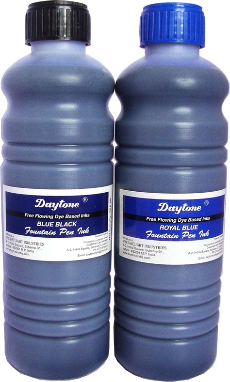 Daytone Fountain Pen Ink 500 Ml. Royal Blue & Blue Black Twin Pack ...